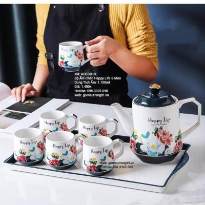 BỘ ẤM CHÉN HAPPY LIFE 8 MÓN